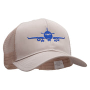 Landing Airplane Embroidered Solid Cotton Prostyle Twill Mesh Cap - Khaki OSFM