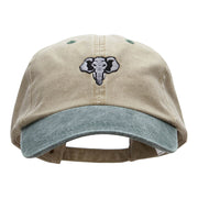 Elephant Mascot Embroidered Pigment Dyed Wash Caps