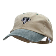 Elephant Mascot Embroidered Pigment Dyed Wash Caps