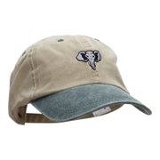 Elephant Mascot Embroidered Pigment Dyed Wash Caps