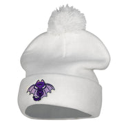 Catula Embroidered Pom Long Beanie with Cuff