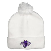 Catula Embroidered Pom Long Beanie with Cuff