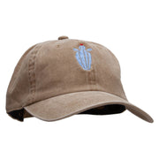 Spiny Ferocactus Embroidered Unstructured Pigment Dyed Cotton Cap - Brown OSFM