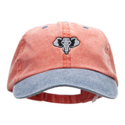 Elephant Mascot Embroidered Pigment Dyed Wash Caps