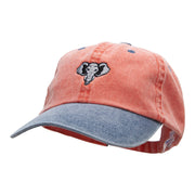 Elephant Mascot Embroidered Pigment Dyed Wash Caps