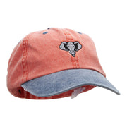 Elephant Mascot Embroidered Pigment Dyed Wash Caps