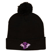 Catula Embroidered Pom Long Beanie with Cuff