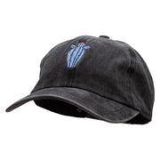 Spiny Ferocactus Embroidered Unstructured Pigment Dyed Cotton Cap - Black OSFM