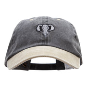 Elephant Mascot Embroidered Pigment Dyed Wash Caps