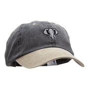 Elephant Mascot Embroidered Pigment Dyed Wash Caps