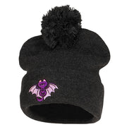 Catula Embroidered Pom Long Beanie with Cuff