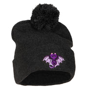 Catula Embroidered Pom Long Beanie with Cuff