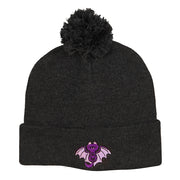 Catula Embroidered Pom Long Beanie with Cuff