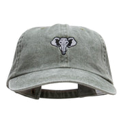 Elephant Mascot Embroidered Pigment Dyed Wash Caps