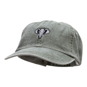 Elephant Mascot Embroidered Pigment Dyed Wash Caps