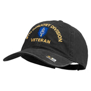 U.S. Army 8th Infantry Division Embroidered Washed Solid Pigment Dyed Cotton Twill Brass Buckle Cap - Black OSFM
