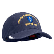 U.S. Army 8th Infantry Division Embroidered Washed Solid Pigment Dyed Cotton Twill Brass Buckle Cap - Navy OSFM