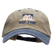 Pocket Monster Nap Time Embroidered Pigment Dyed Wash Caps - Khaki-Navy OSFM