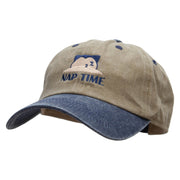 Pocket Monster Nap Time Embroidered Pigment Dyed Wash Caps - Khaki-Navy OSFM