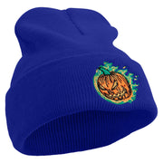 Fire Pumpkin Embroidered 12 inch Acrylic Cuffed Long Beanie - Royal OSFM