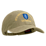U.S. Army 8th Infantry Division Embroidered Washed Solid Pigment Dyed Cotton Twill Brass Buckle Cap - Khaki OSFM