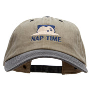 Pocket Monster Nap Time Embroidered Pigment Dyed Wash Caps - Khaki-Black OSFM