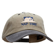 Pocket Monster Nap Time Embroidered Pigment Dyed Wash Caps - Khaki-Black OSFM