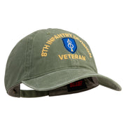 U.S. Army 8th Infantry Division Embroidered Washed Solid Pigment Dyed Cotton Twill Brass Buckle Cap - Olive OSFM