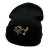 Delicate Lion Outline Embroidered Knitted Long Beanie