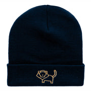 Delicate Lion Outline Embroidered Knitted Long Beanie