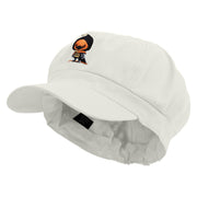 Chicken Warrior Embroidered Cotton Elastic Newsboy Cap - White OSFM