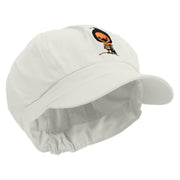 Chicken Warrior Embroidered Cotton Elastic Newsboy Cap - White OSFM