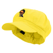 Chicken Warrior Embroidered Cotton Elastic Newsboy Cap - Yellow OSFM