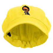 Chicken Warrior Embroidered Cotton Elastic Newsboy Cap - Yellow OSFM