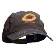 Papaya Embroidered Low Profile Special Cotton Mesh Cap - Brown OSFM