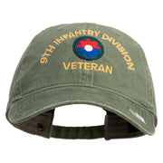 U.S. Army 9th Infantry Division Embroidered Washed Solid Pigment Dyed Cotton Twill Brass Buckle Cap - Olive OSFM