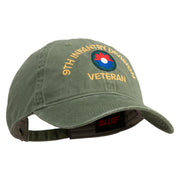 U.S. Army 9th Infantry Division Embroidered Washed Solid Pigment Dyed Cotton Twill Brass Buckle Cap - Olive OSFM