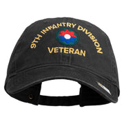 U.S. Army 9th Infantry Division Embroidered Washed Solid Pigment Dyed Cotton Twill Brass Buckle Cap - Black OSFM