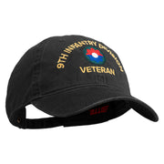 U.S. Army 9th Infantry Division Embroidered Washed Solid Pigment Dyed Cotton Twill Brass Buckle Cap - Black OSFM