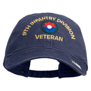 U.S. Army 9th Infantry Division Embroidered Washed Solid Pigment Dyed Cotton Twill Brass Buckle Cap - Navy OSFM