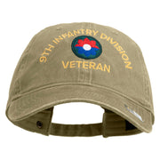 U.S. Army 9th Infantry Division Embroidered Washed Solid Pigment Dyed Cotton Twill Brass Buckle Cap - Khaki OSFM