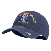 U.S. Army 11th Infantry Brigade Embroidered Washed Solid Pigment Dyed Cotton Twill Brass Buckle Cap - Navy OSFM