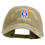 U.S. Army 11th Infantry Brigade Embroidered Washed Solid Pigment Dyed Cotton Twill Brass Buckle Cap - Khaki OSFM