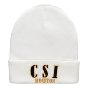 CSI Houston Embroidered 12 Inch Long Knitted Beanie