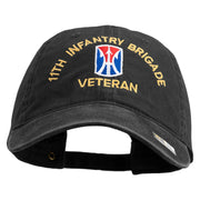 U.S. Army 11th Infantry Brigade Embroidered Washed Solid Pigment Dyed Cotton Twill Brass Buckle Cap - Black OSFM