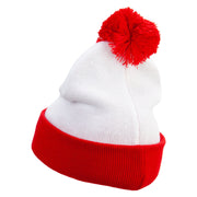 Cartoon Style Frankenstein Logo Embroidered Red White Long Beanie - Red-White OSFM