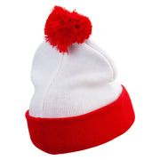 Cartoon Style Frankenstein Logo Embroidered Red White Long Beanie - Red-White OSFM