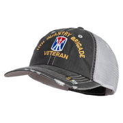 U.S. Army 11th Infantry Brigade Embroidered Low Profile Special Cotton Mesh Cap - Black OSFM