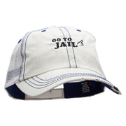 Go To Jail Embroidered Low Profile Special Cotton Mesh Cap - Putty OSFM