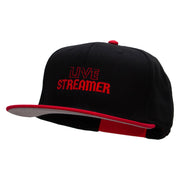 Live Streamer  Embroidered Two Tone Flat Bill Snapback - Red-Black OSFM